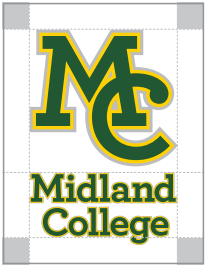 Proper clear space (minimum of one "X") around the stacked Midland College logo