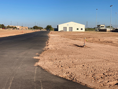 MFW avccess road, looking toward softball complex