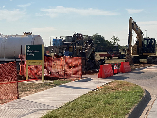 Construction closes access to maintenance facility.