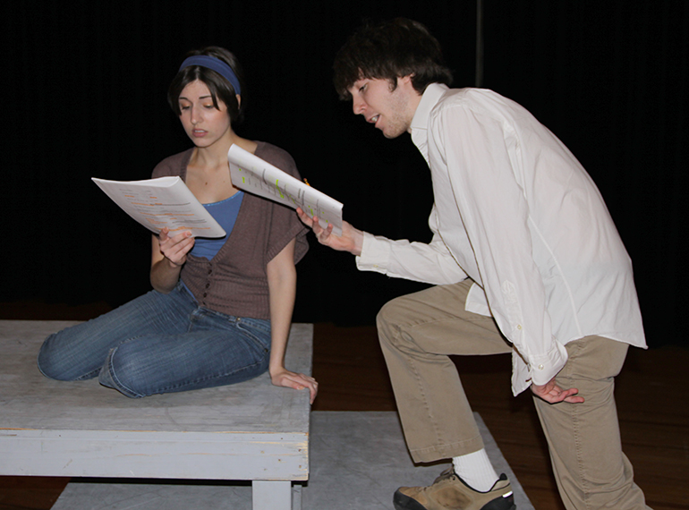 MC drama students in rehearsal