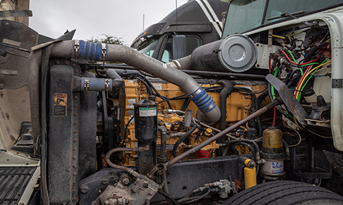 One of the diesel engines upon which students work