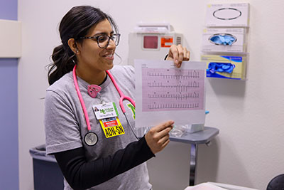 Nursing student presenting in class