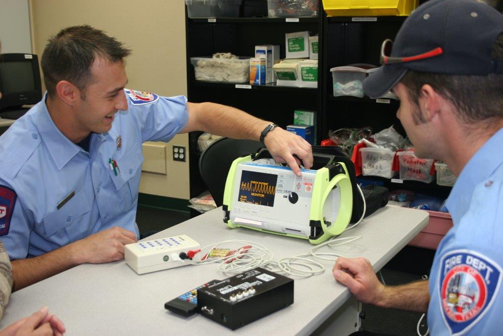 Learning to operate lifesaving equipment.