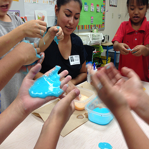 Children playing with slime