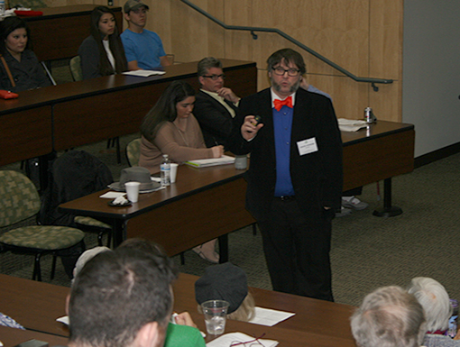 History instructor speaking at West Texas Symposium of History.