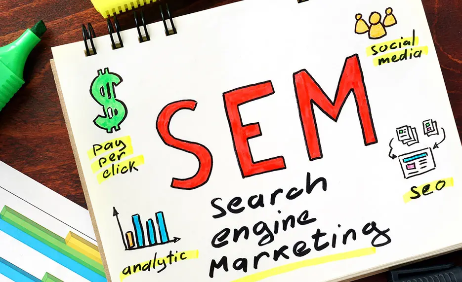 Notepad displaying SEM Search Engine Marketing title