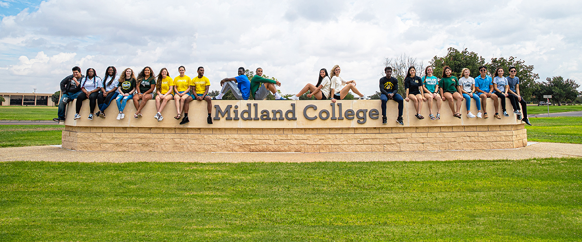 students at MC campus entrance