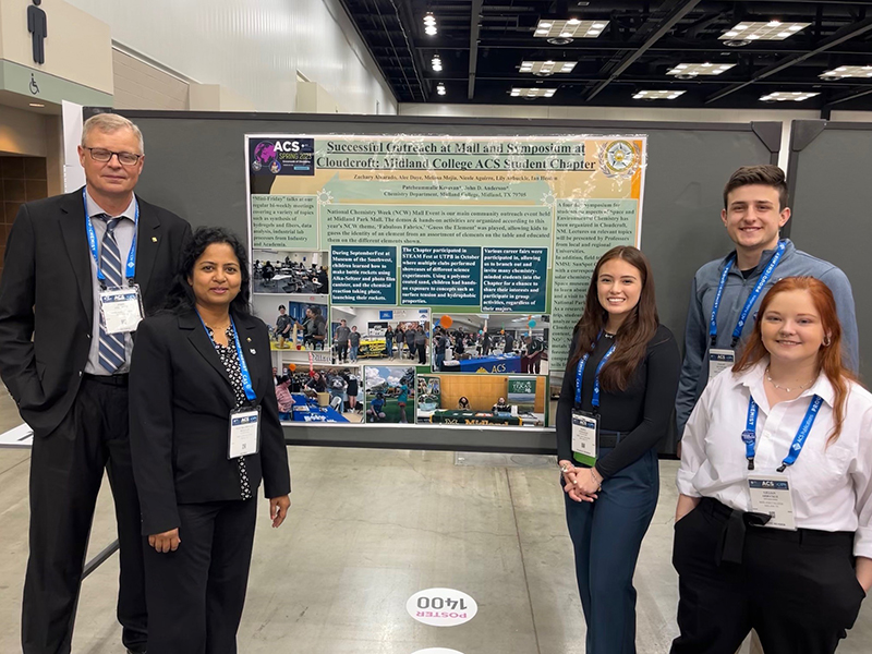 The image to use for this article. Listing image managed through RSS tab. Pictured from left to right, MC Chemistry Department Chair Tom Anderson, MC Chemistry Professor Dr. Pat Kesavan and MC students Maria Gonzalez, Zak Alvarado and Lily Arbuckle.