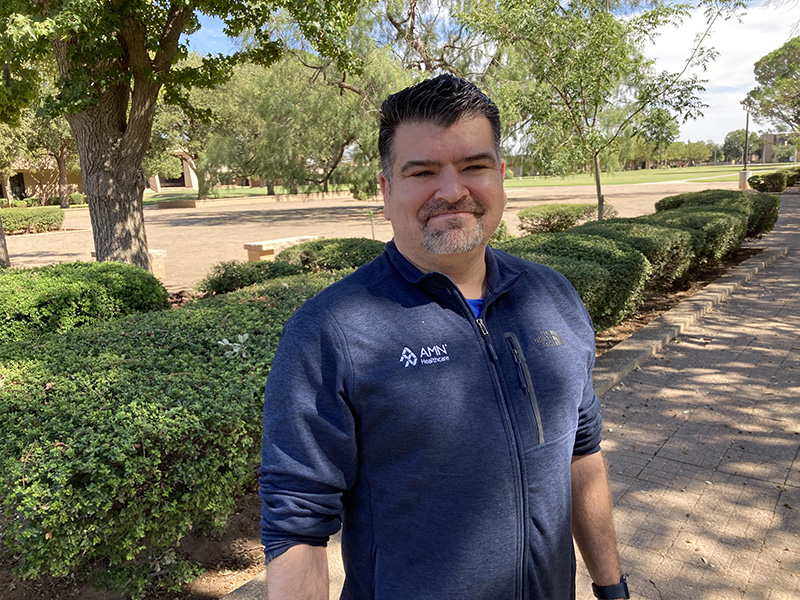 sCristian Atayde standing in Beal Plaza on the MC campus.