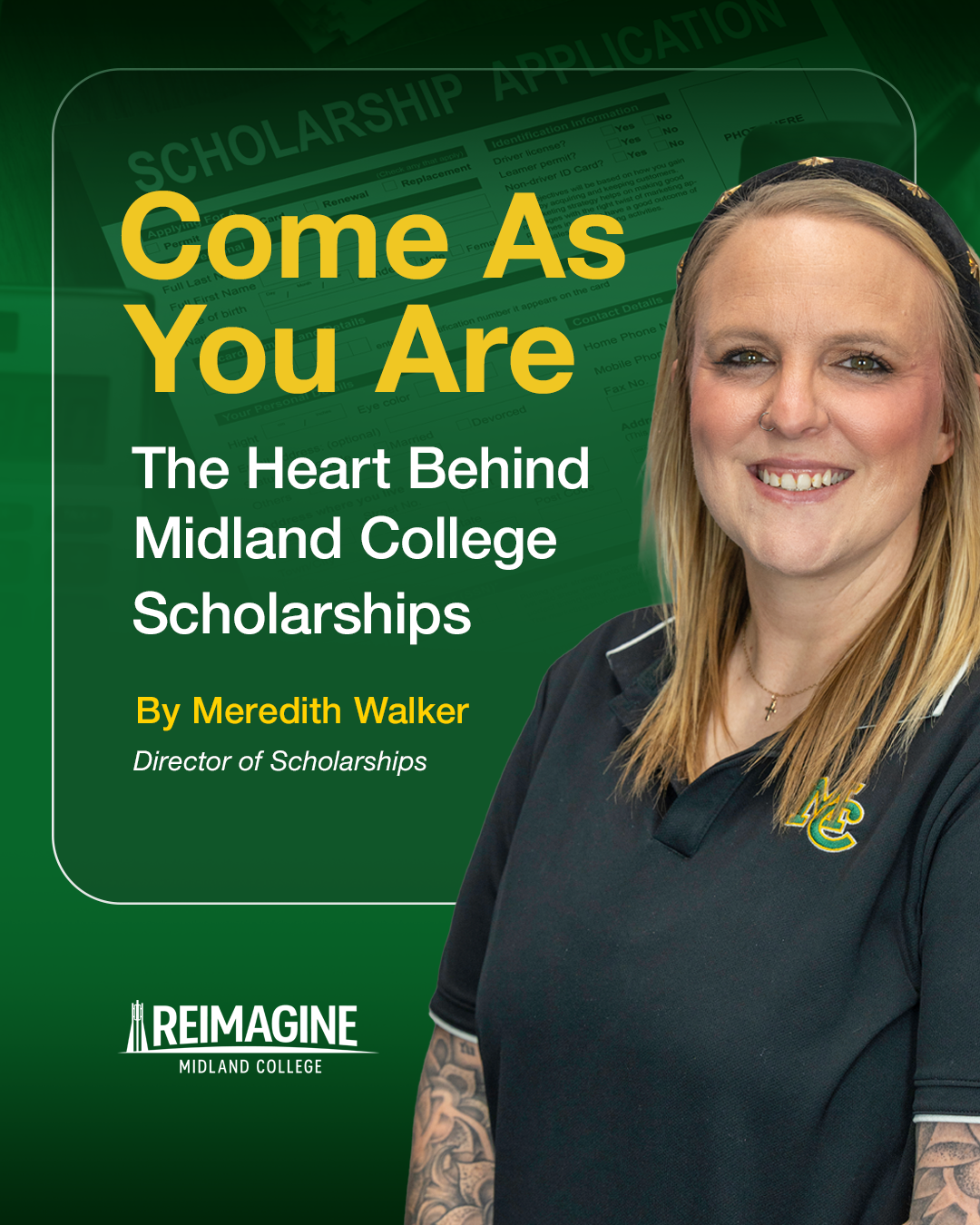 smeredith walker, director of scholarships, poses for blog graphic