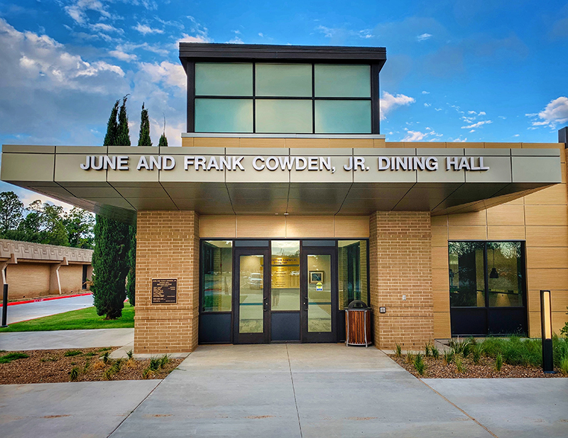 The image to use for this article. Listing image managed through RSS tab. June and Frank Cowden, Jr. Dining Hall at night