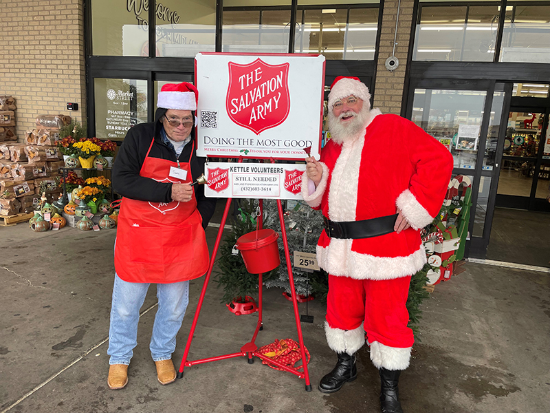The image to use for this article. Listing image managed through RSS tab. Jeff McDonald portraying Santa at local Salvation Army kettle.