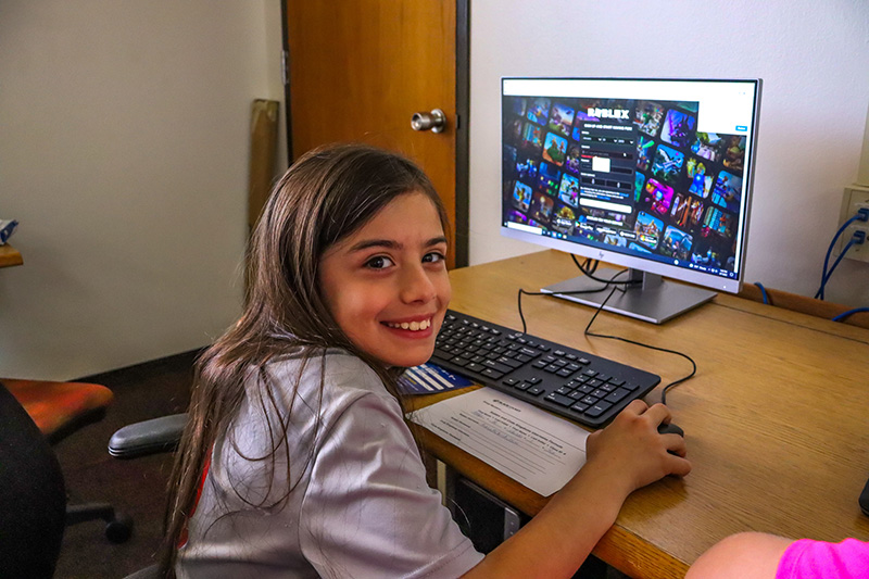 sGirl at computer