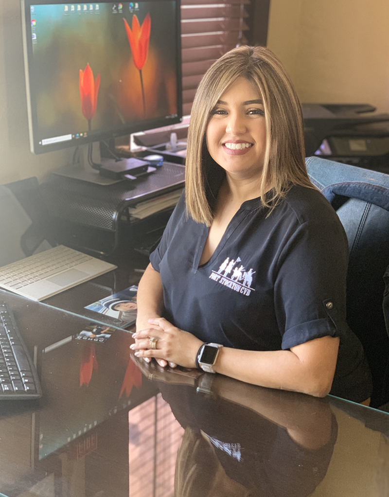 The image to use for this article. Listing image managed through RSS tab. Crystal Lopez sitting at her desk at the Ft. Stockton CVB.