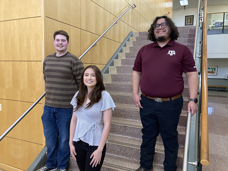 sMidland College students selected to the All-Texas Academic Team--pictured from left to right, Nathan Nash, Maria Gonzalez and Carlos Torres