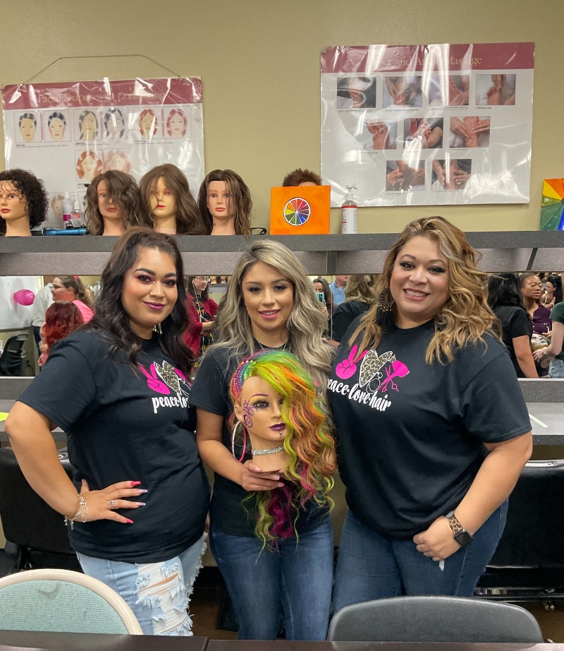 s(Left to Right) MC Cosmetology students Adilene Hernandez, Mariana Aguilar and Irene Frost