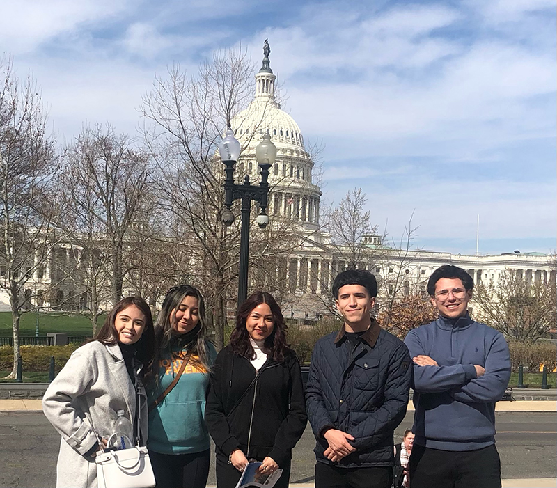 The image to use for this article. Listing image managed through RSS tab. Midland College Phi Theta Kappa members in front of U.S. Capitol in Washington, DC.  From left to right, Maria Gonzalez Avila, Priscila Baltazar, Desiree Chavez, Sebastian Perez and Nathaniel Padget.