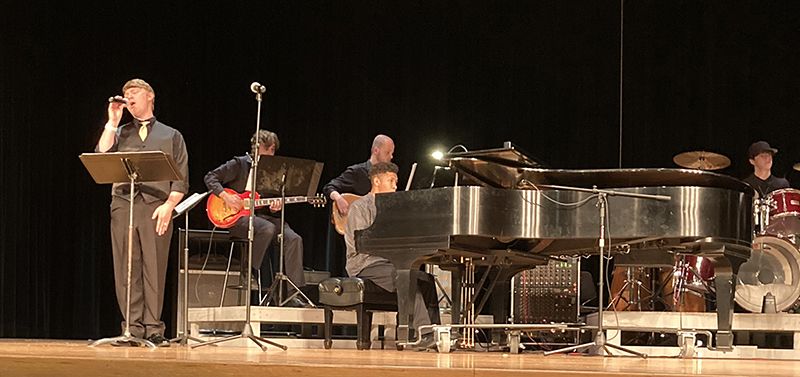 The image to use for this article. Listing image managed through RSS tab. MC music student Jared Reiff and the Midland College Jazz Band performing "Does Anybody Really Know What Time It Is?" co-arranged by MC Music Department Chair Dr. Rabon Bewley. 