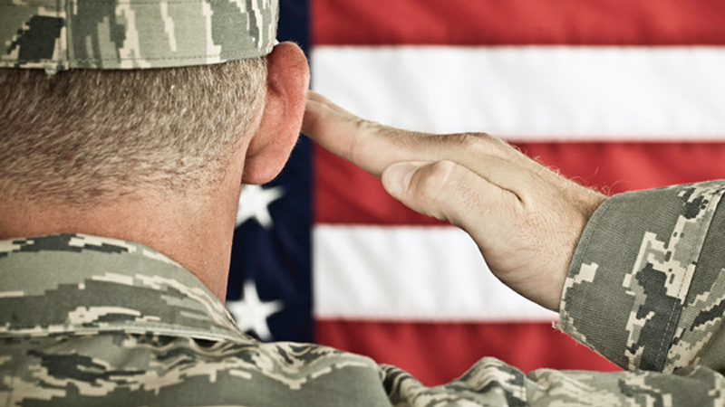 The image to use for this article. Listing image managed through RSS tab. Soldier saluting U.S. flag