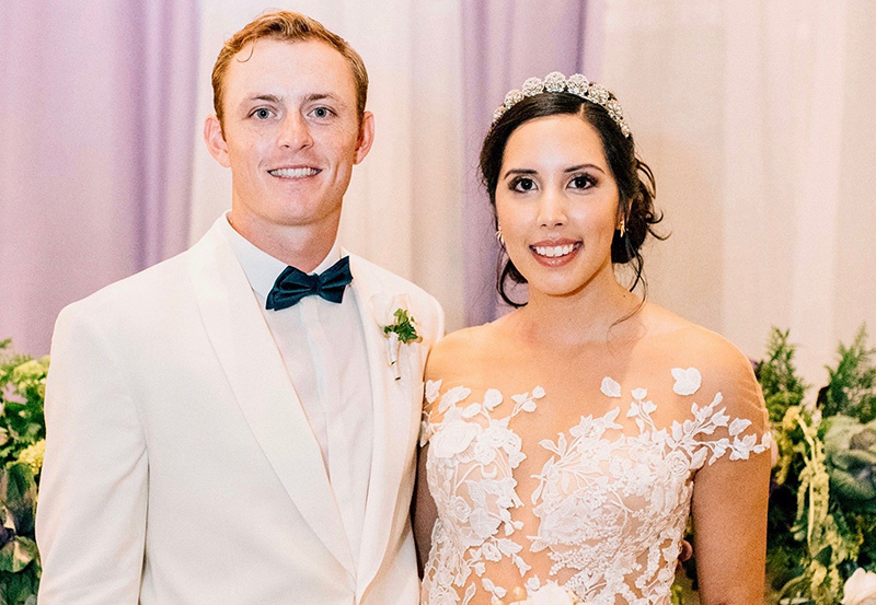 The image to use for this article. Listing image managed through RSS tab. Janet Moreno Farmer and her husband former MC golfer Richie Farmer on their wedding day. The couple met at Midland College.