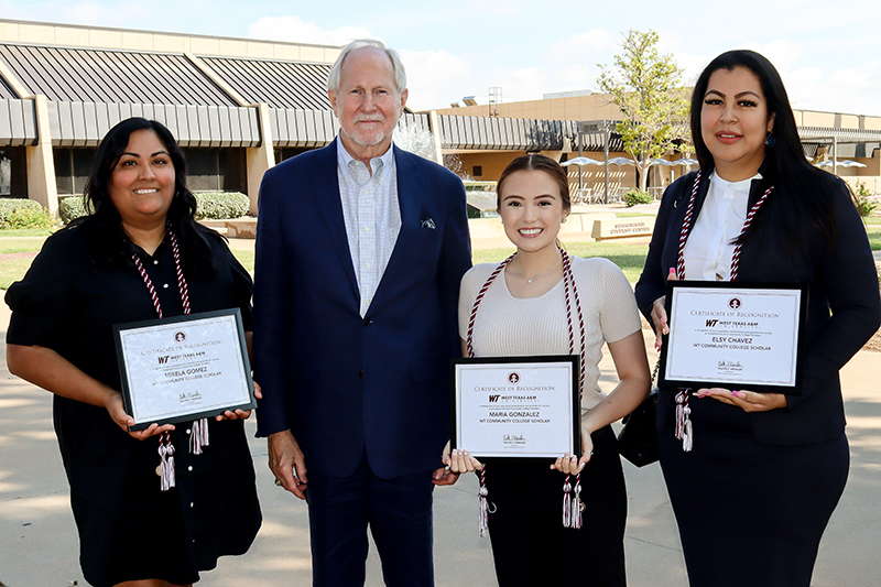 sPictured from left to right, Mirella Gomez, MC President Dr. Steve Thomas, Maria Gonzalez and Elsy Chavez.