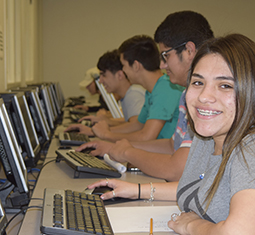 Students at work in the testing center